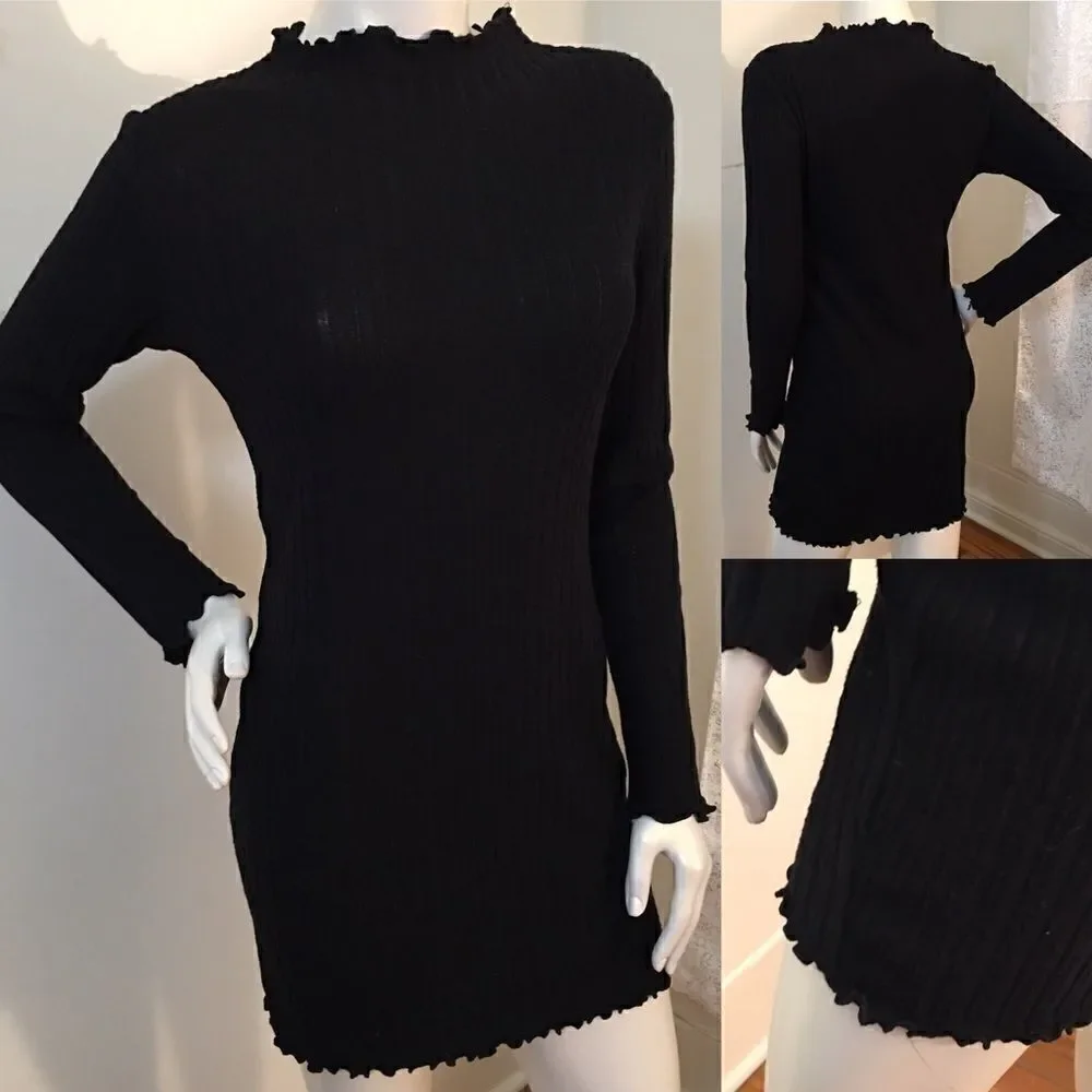 Heart & Hips thick ribbed mini ruffle border dress